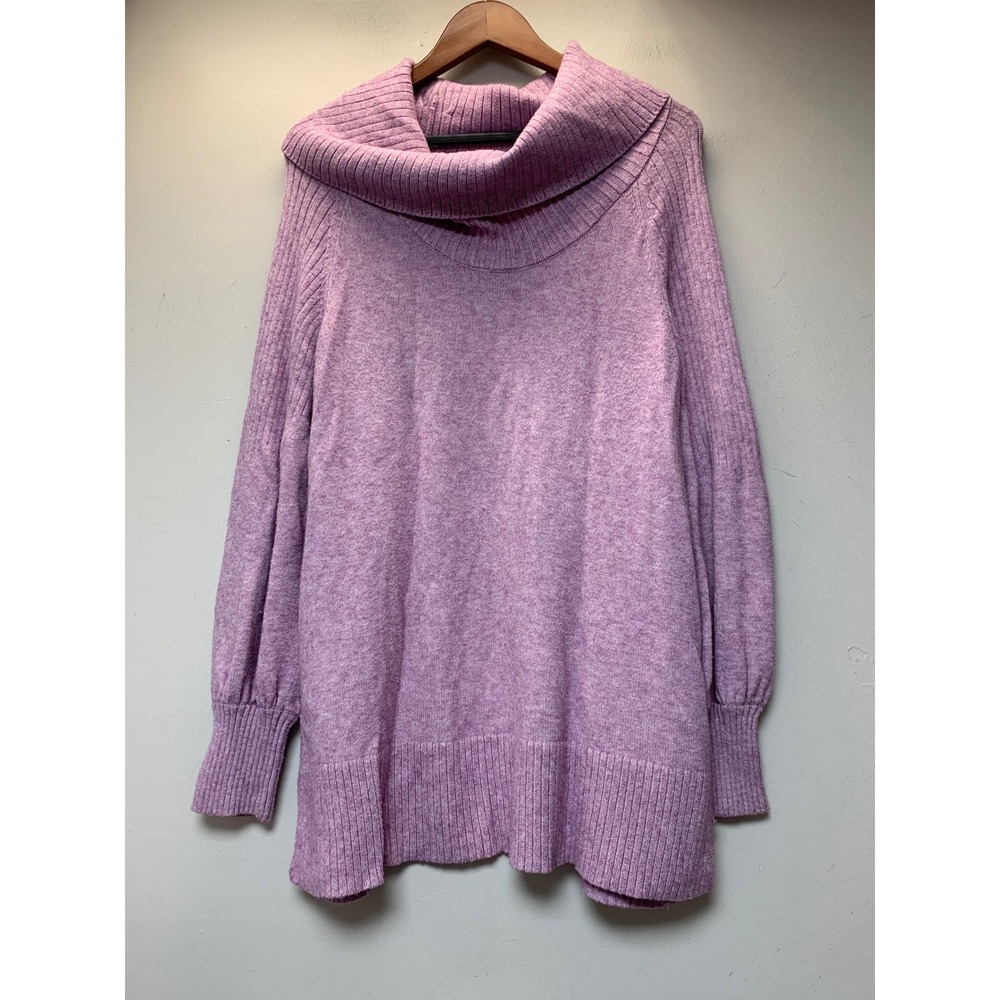 Anthropologie Cowl Neck Sweater Womens Medium Lavender Excellent Ribbed Tunic